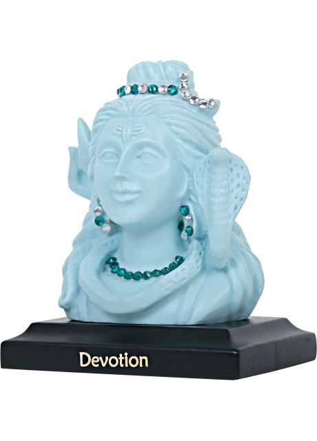 VOILA Lord Shree Shiv Ji Car Dashboard Idol Poly Marble and Wood 8x7x5 Decorative Showpiece